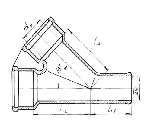 Косые чугунные тройники 45° в Солигорске с доставкой по Беларуси