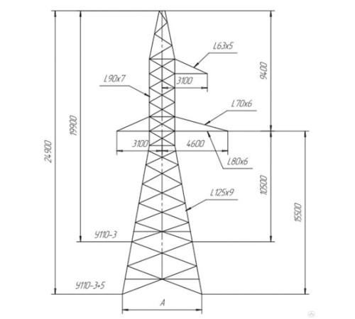 Промежуточно-угловые опоры ЛЭП в Солигорске с доставкой по Беларуси